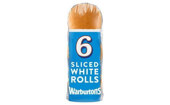 Warburtons Sliced Soft White Bread Rolls 6pk