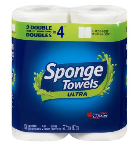 SpongeTowels 2-Ply Ultra Paper Towel, 27.7x13.7 cm (128 ct)