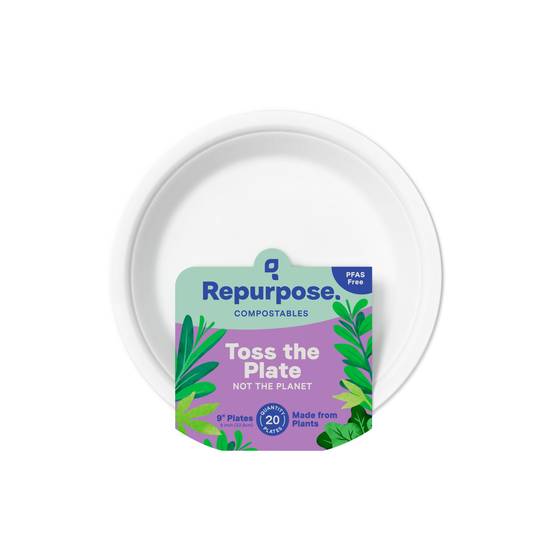 Repurpose Compostable Everyday Plates - 9 Inch, 20 ct