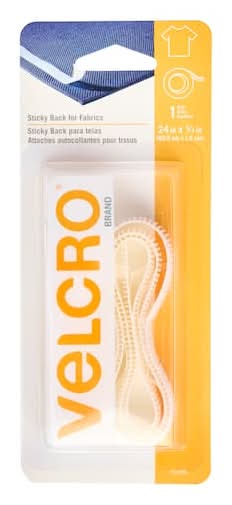 Velcro Sticky Back For Fabrics Tape, 24" x 0.75", White
