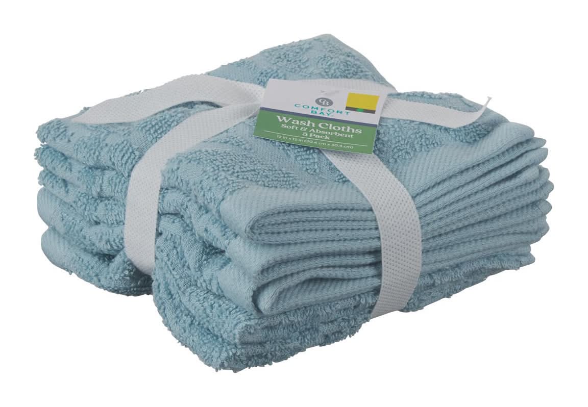 Comfort Bay Wash Cloth 12 In X 12 In Assorted