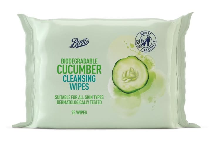 Boots Biogradable Cucumber Cleansing Wipes 25s