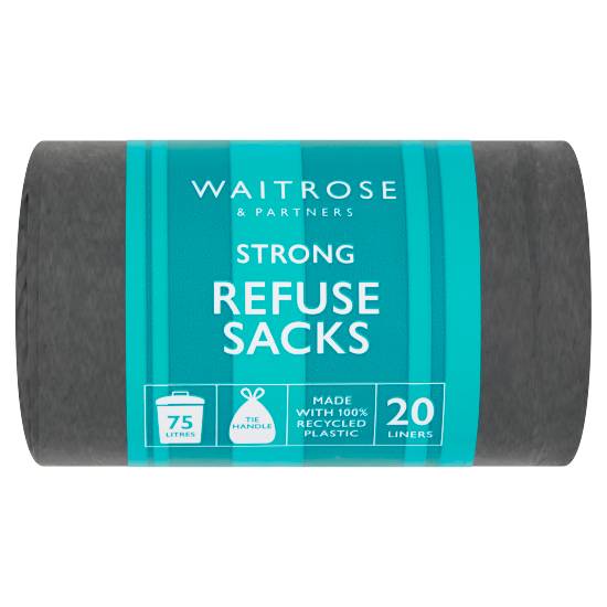 Waitrose Strong Refuse Sacks Liners 75 Litres (20 ct)