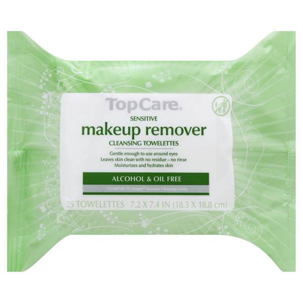 Topcare, Makeup Remover, Sensitive, Cleansing Towelettes