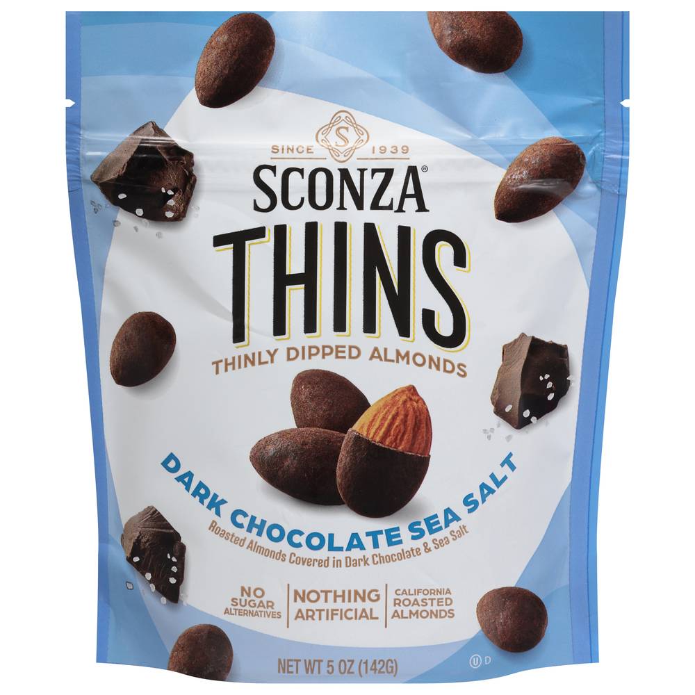 Sconza Thins Thinly Dipped Almonds (dark chocolate sea salt)