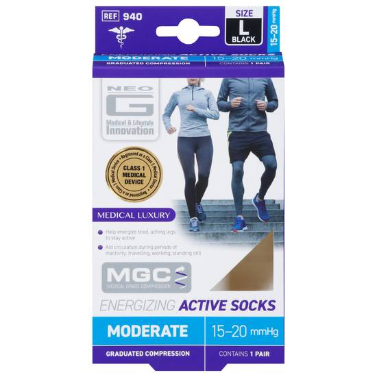 Neo g Black Energizing Moderate Active Socks (L)