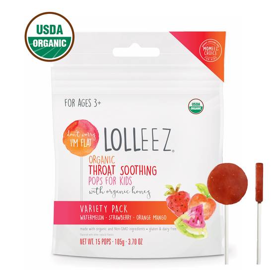 Lolleez Organic Throat Soothing Pops Variety Pack (15 ct)