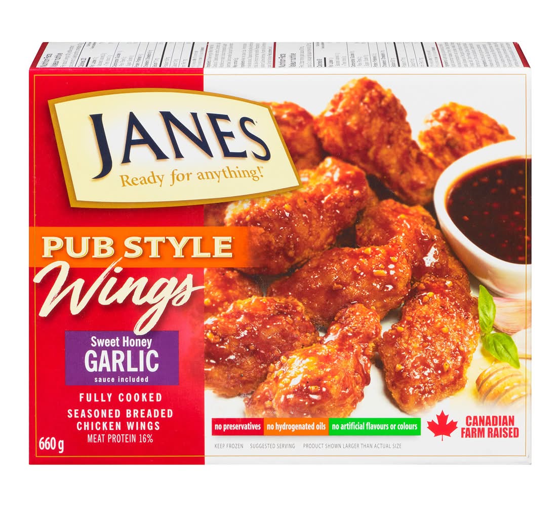 Janes Pub Style Chicken Wings, Sweet Honey-Garlic (660 g)