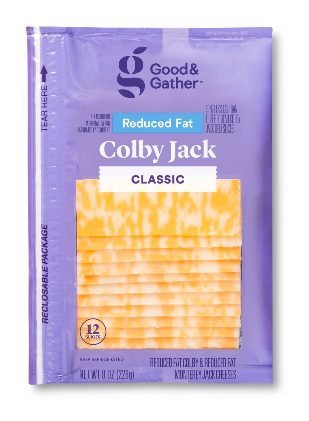 Good & Gather Reduced Fat Colby Jack Deli Sliced Cheese (8 oz, 12 ct)