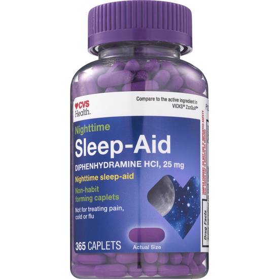 CVS Health Nighttime Sleep Aid Diphenhydramine HCI 25 MG Caplets, 365 CT