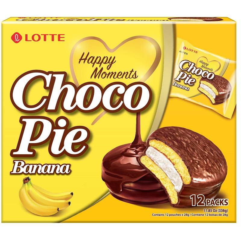 LOTTE 巧克力派-香蕉風味(12顆裝) <336g克 x 1 x 1Bag包>