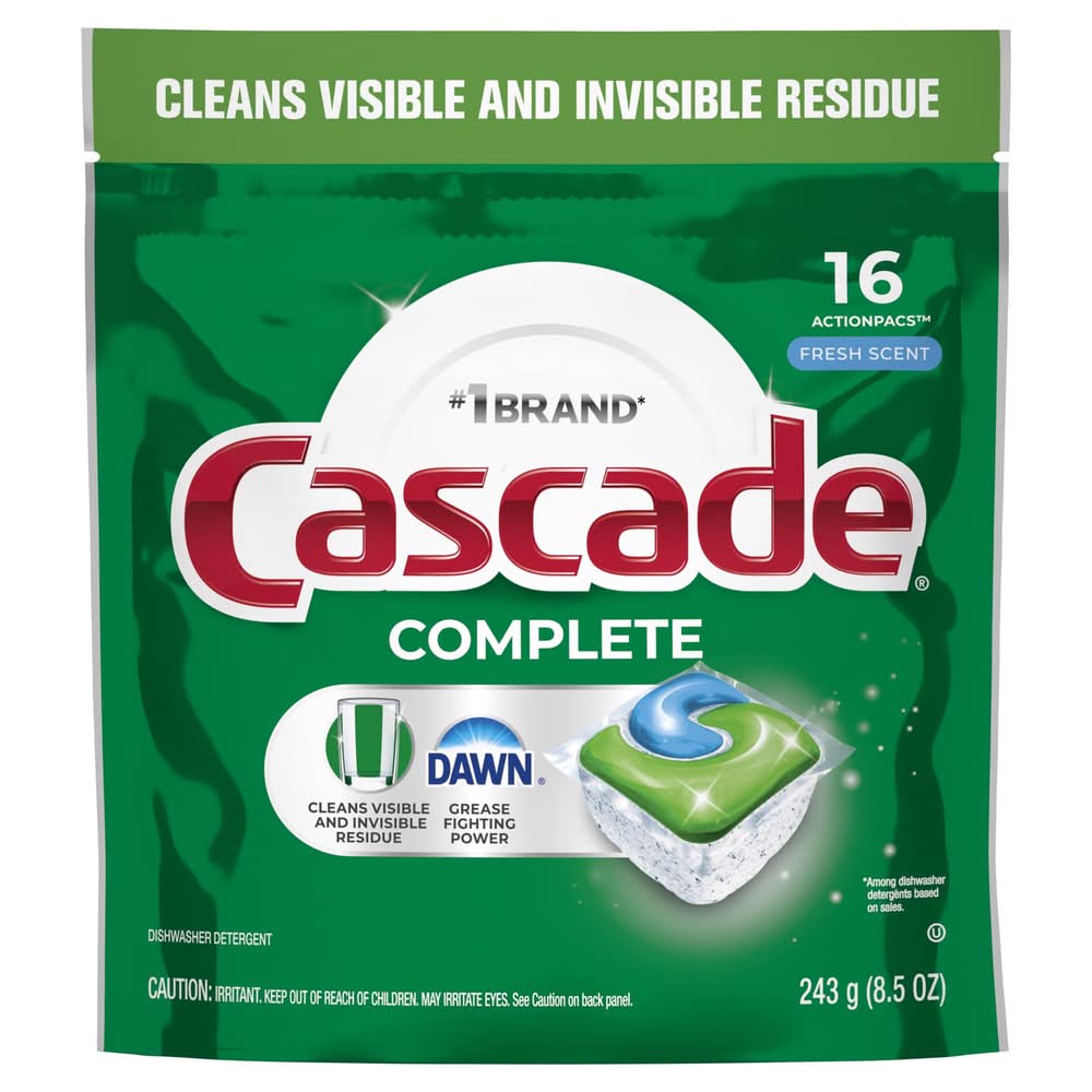 Cascade Complete Fresh Scent Pods Dishwasher Detergent 7.4 Oz 16 Pk
