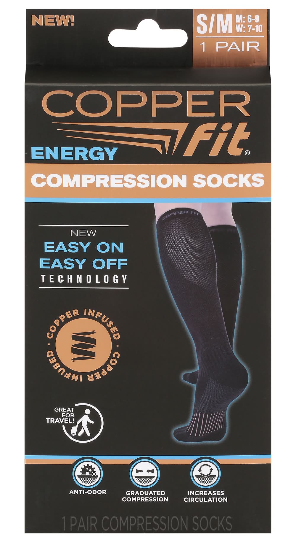 Copper Fit Energy S/M Compression Socks