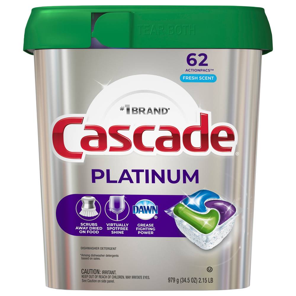 Cascade Platinum Actionpacs Fresh Scent Dishwasher Detergent (2.15 lbs, 62 ct)