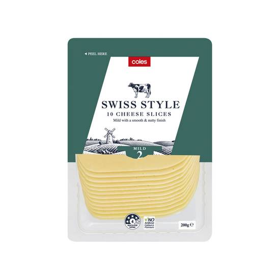 Coles Swiss Style Cheese Slices 200g