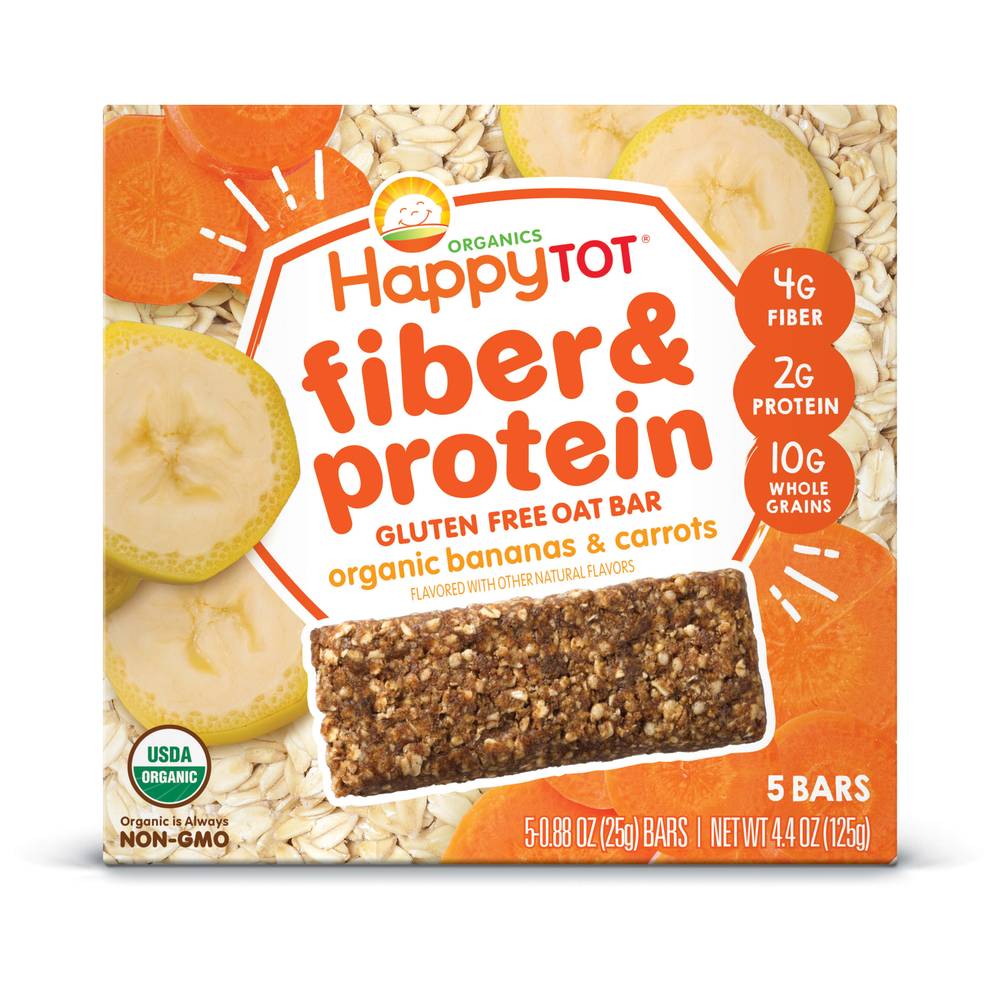 Happy Tot Fiber & Portein Organic Bananas & Carrots Oat Bars (5 ct)