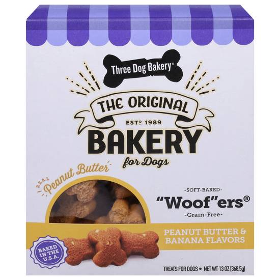 Three Dog Bakery Soft Baked Woofers Peanut Butter & Banana Treats (13 oz)