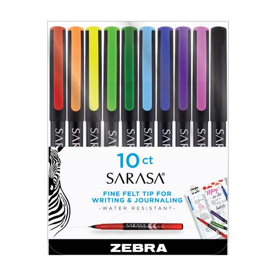 Zebra Sarasa 0.8mm Assorted Ink Colors Fineliner Pens