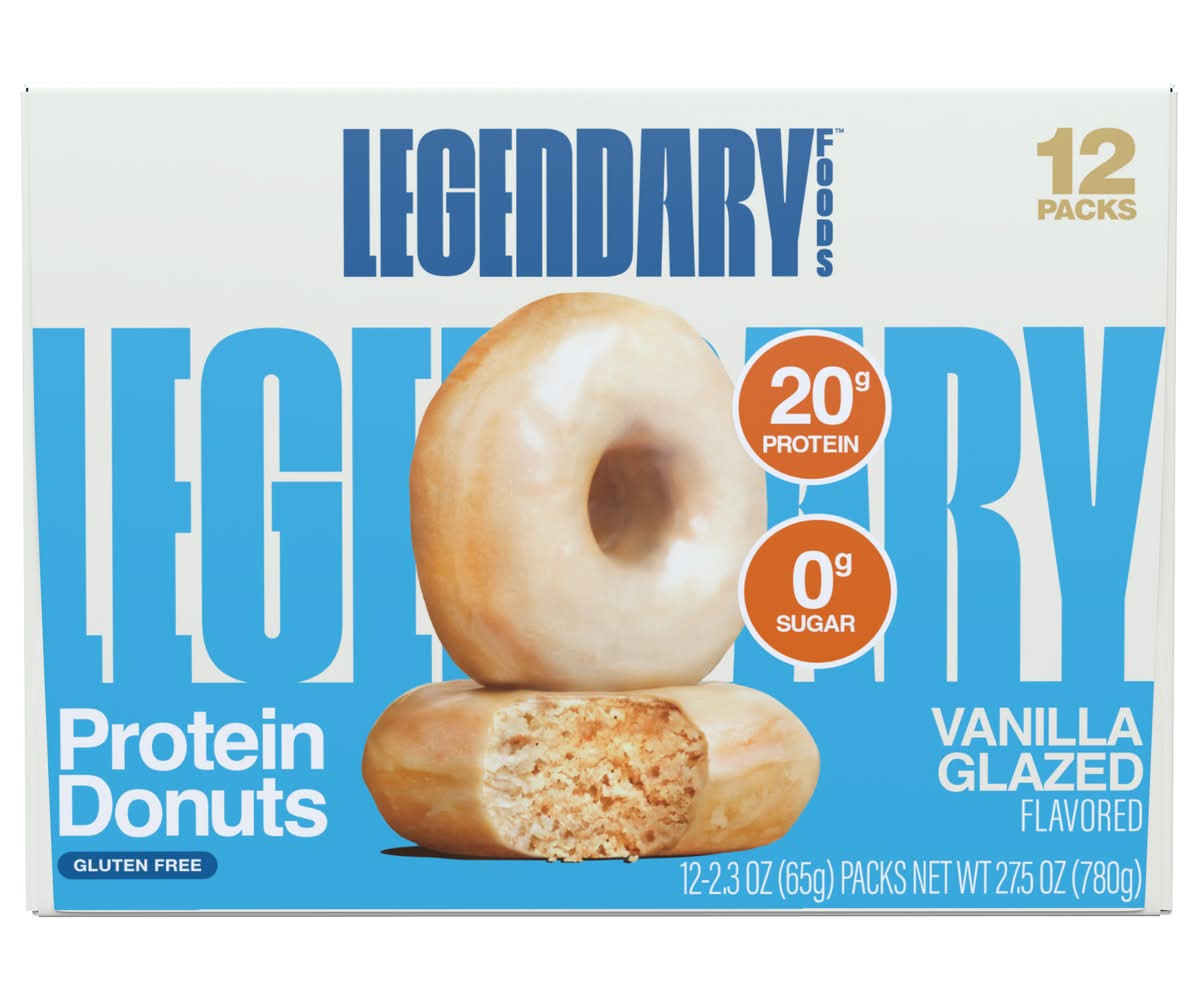 Legendary Foods Protein Donut-Vanilla Glaze Caddie), Glazed Vanilla (2.3 oz, 12 ct)