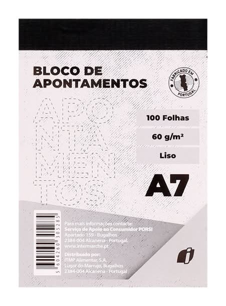 PorSi - Bloco de apontamentos A7 liso, 100 folhas
