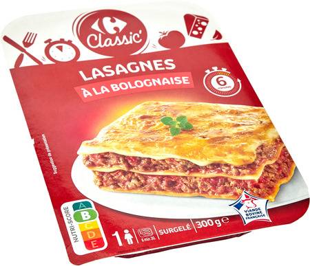 Plat cuisiné lasagnes à la bolognaise CARREFOUR CLASSIC' - la barquette de 300g