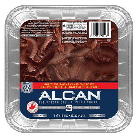 Alcan plats carrés tout usage ultra résistants (3 unités) (20x20x4.6cm)