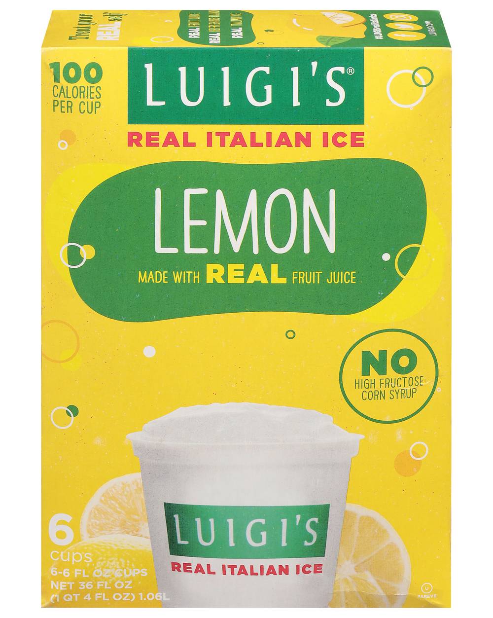 LUIGI'S Lemon Real Ltalian Ice (6 fl oz, 6 ct)