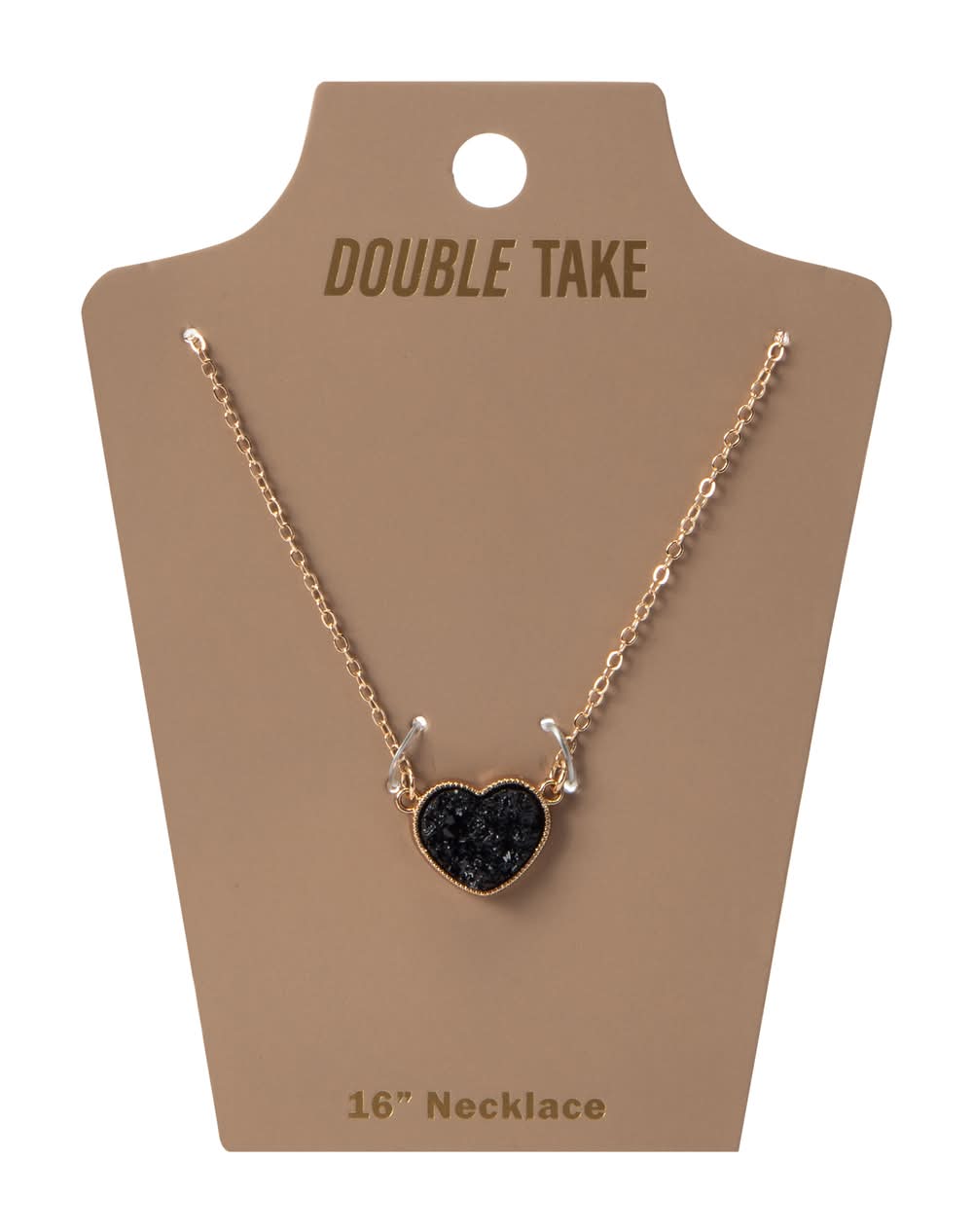 Double Take Pendant Necklace Black Heart
