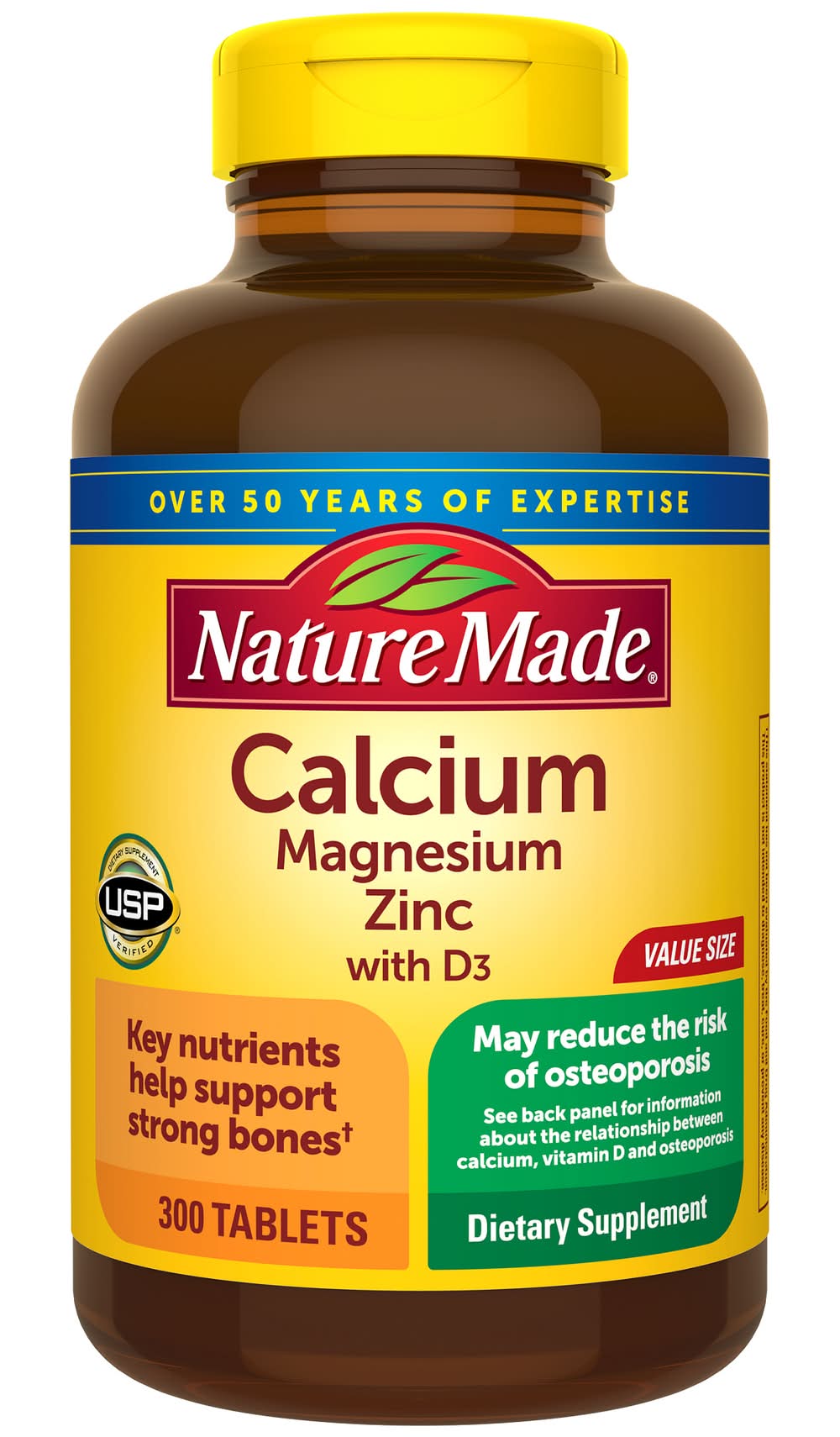 Nature Made Calcium Magnesium Zinc With D3 Tablets (300 ct)