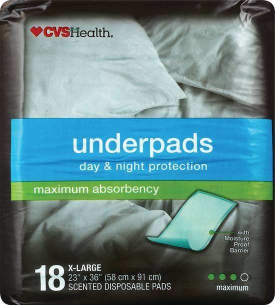 CVS Health Underpads, Day & Night Protection, Maximum Absorbency, X-Large, 18CT