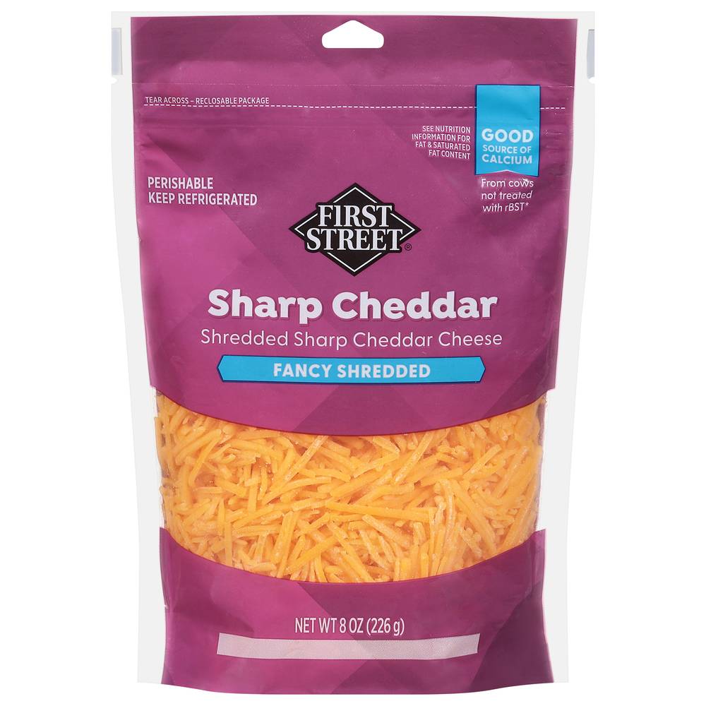 First Street Shredded Fancy Sharp Cheddar Cheese (8 oz)
