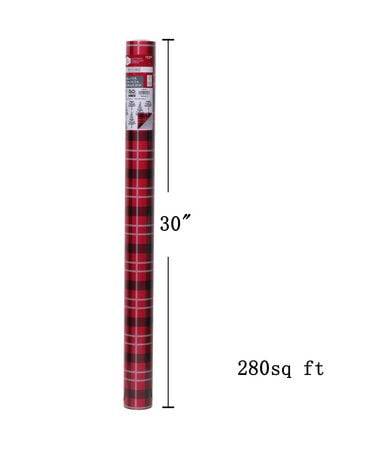 Holiday Time Christmas Gift Wrapping Plaid and Tree Reversible Paper Roll, 30 Inch-Jumbo