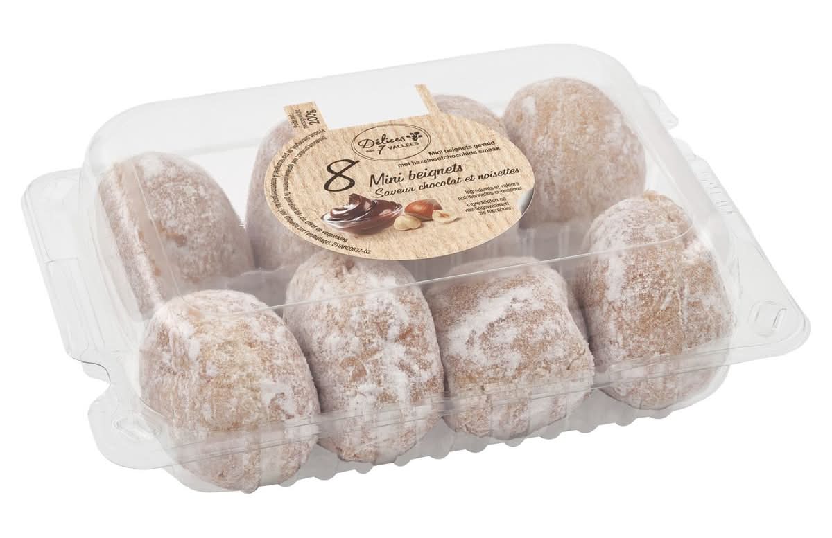 Délices des 7 Vallées Mini Beignets Saveur Chocolat et Noisettes 8 Pièces 200 g