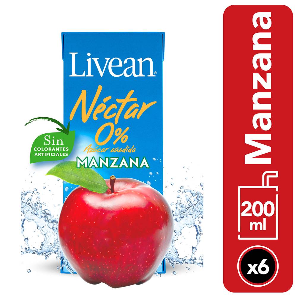 Livean néctar de manzana (6 u x 200 ml c/u)