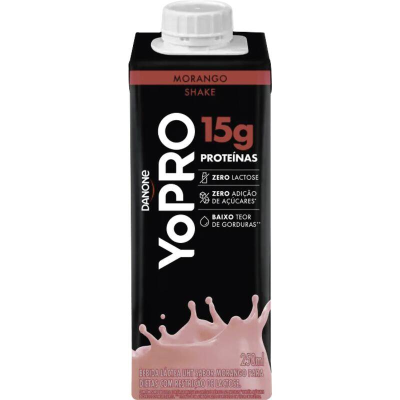 Yopro bebida láctea uht 15g de proteína sabor morango zero lactose (250 ml)