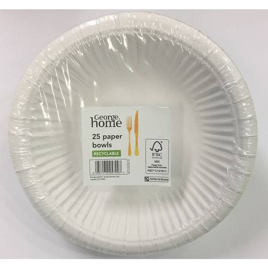 George Home White 25Pk Value Paper Bowls
