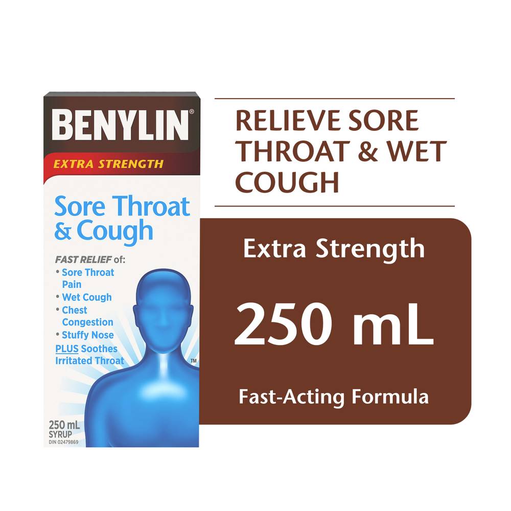 Benylin Sore Throat & Cough Syrup (250 ml)