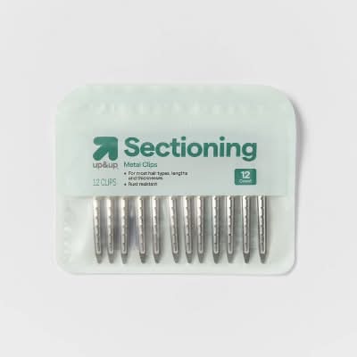up&up Hair Sectioning Metal Hair Clips, Silver (12 ct)