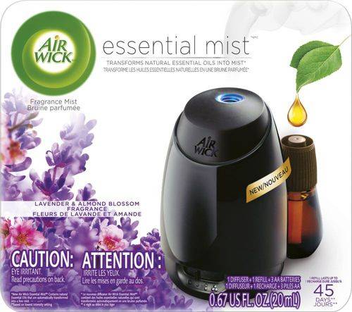 Air wick diffuseur à la lavande et amandes essential mist (20 ml) - essential mist kit lavender & almond blossom (20 ml)