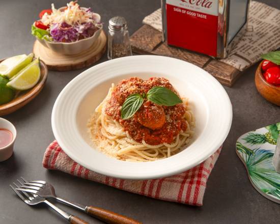 無肉蔬食肉丸茄汁義大利麵 Vegetarian Tomato Sauce Meatballs Spaghetti without Meat