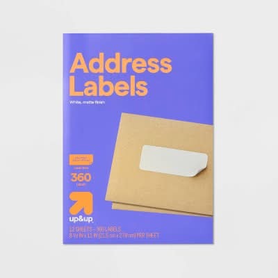 up&up Address Labels, 8.5 In * 11 In, White (360 ct)