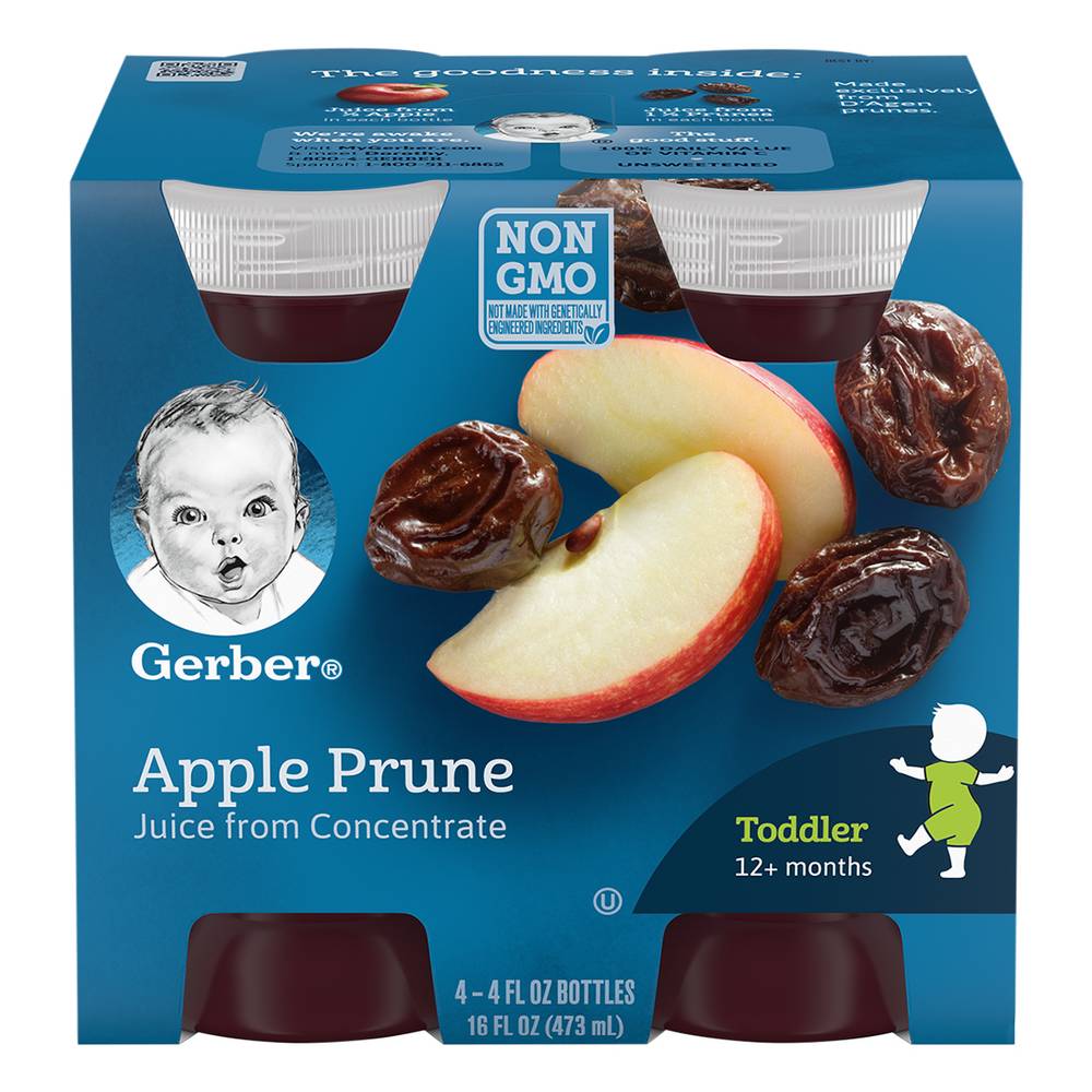 Gerber Apple Prune Juice From Concentrate Toddler 12+ Months (4 ct, 4 fl oz)