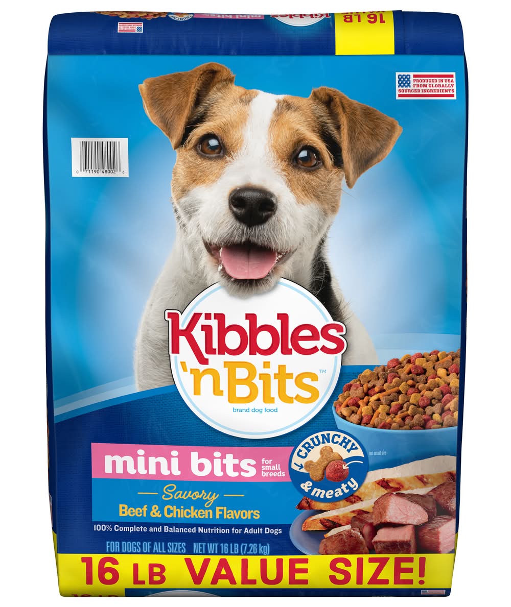 Kibbles 'n Bits Mini Bits Savory Complete & Balanced Dry Dog Food, Beef & Chicken, Adult-Small Breed (16 lbs)