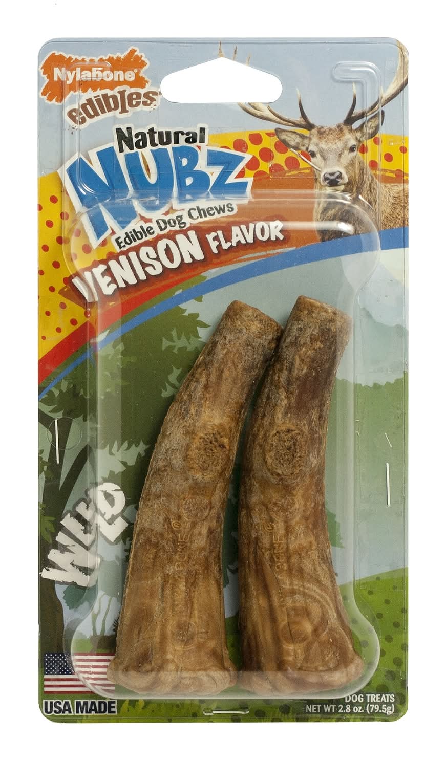 Nylabone Nubz Venison Chews For Dogs 2.8 Oz 4.3 In. 2 Pk