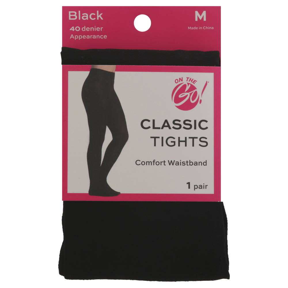 On the Go! Classic Tights Comfort Waistband, M, Black