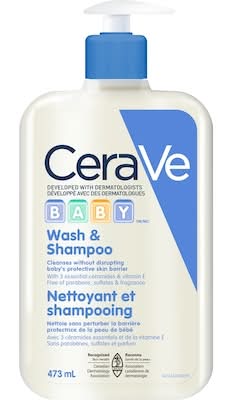 Cerave nettoyant et shampooing pour bébé formule douce sans larme sans parfum - cerave hyaluronic acid+ vitamin e baby wash & shampoo (473 g)