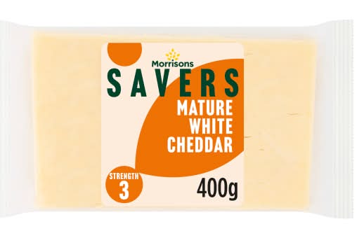 Morrisons Strength 3 Savers Mature White Cheddar Cheese (350g)