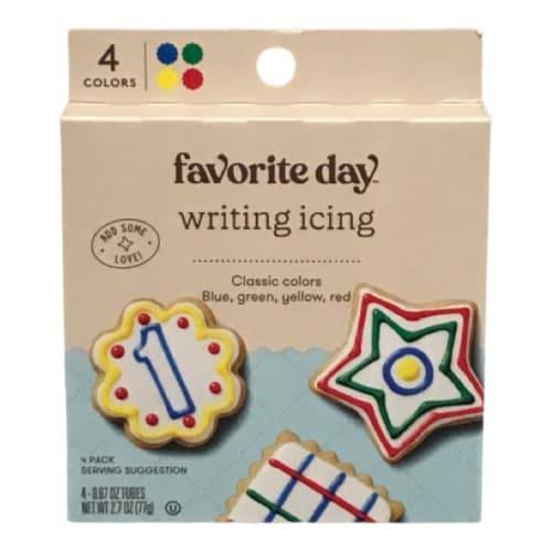 Favorite Day Writing Icing, Red - Blue - Green - Yellow (0.68 oz, 4 ct)