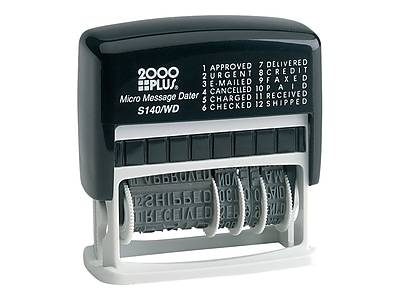2000 Plus 12-in-1 Micro Date and Message Stamp, 12 Phrases, Black Ink (010072)