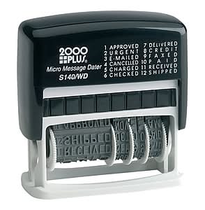 2000 Plus 12-in-1 Micro Assorted Design Rectangle Dater Stamp, Black Ink (010072)